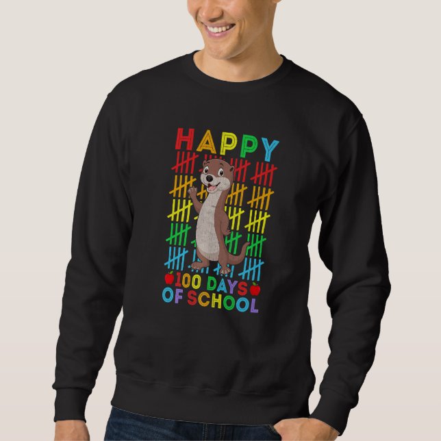 Otter Teacher Student Happy 100 Days of School Sweatshirt (Front)