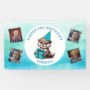 Otter Themed Boy's Birthday Personalised Banner