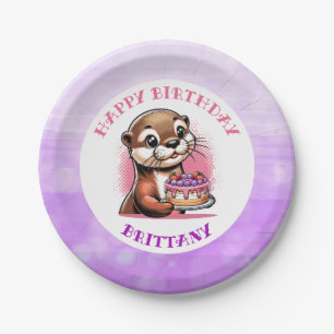 Otter Themed Girl's Birthday Party Paper Plate