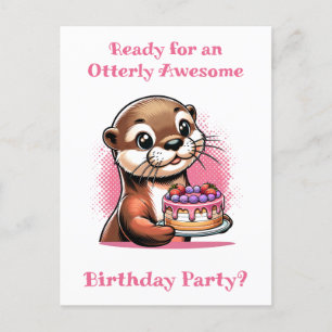 Otter Themed Girl's Birthday Party Postcard