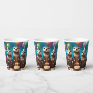 Otter Triplets Birthday Party, Paper Cups