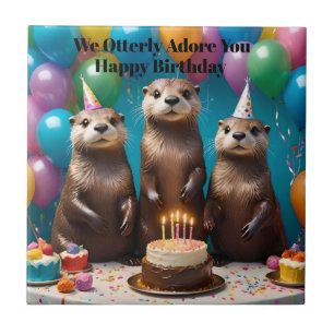 Otter Triplets Otterly Adore You Birthday Party, Ceramic Tile