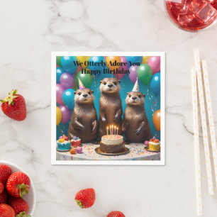 Otter Triplets Otterly Adore You Birthday Party, Napkin