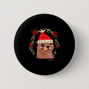 Otter Ugly Christmas Christmas Winter 6 Cm Round Badge