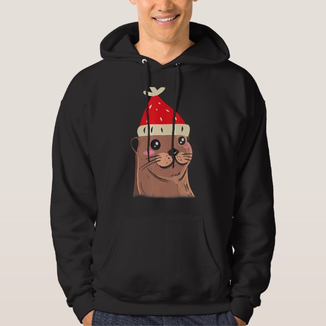Otter Ugly Christmas Gingerbread Stocking Holly Hoodie (Front)