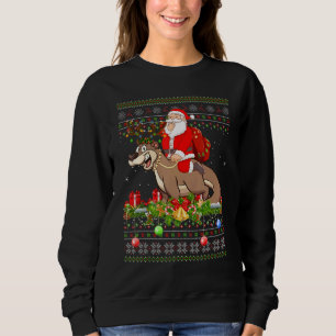 Otter  Ugly Santa Riding Otter Christmas Sweatshirt