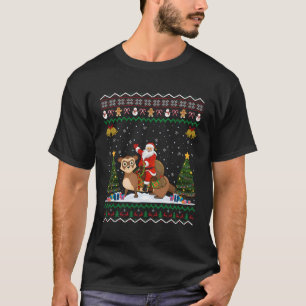 Otter Ugly Xmas Gift Santa Riding Otter For Christ T-Shirt