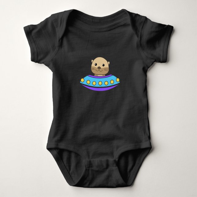 Otter Universe UFO In Space Spaceship Baby Bodysuit (Front)