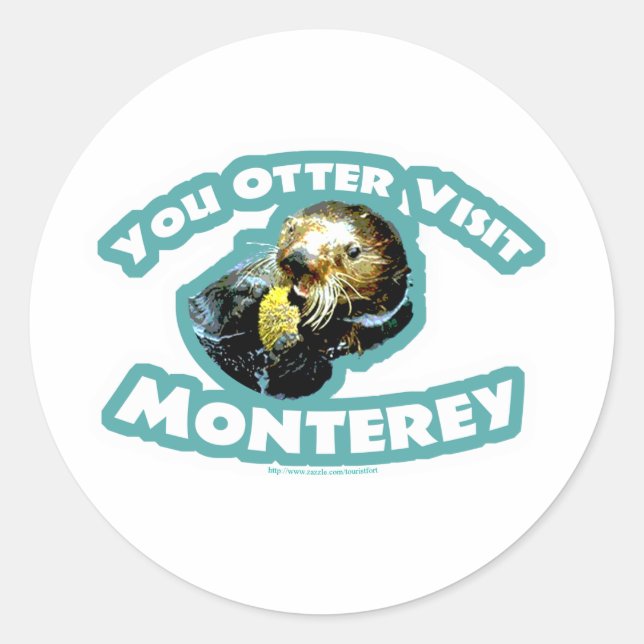 Otter visit Monterey Classic Round Sticker (Front)