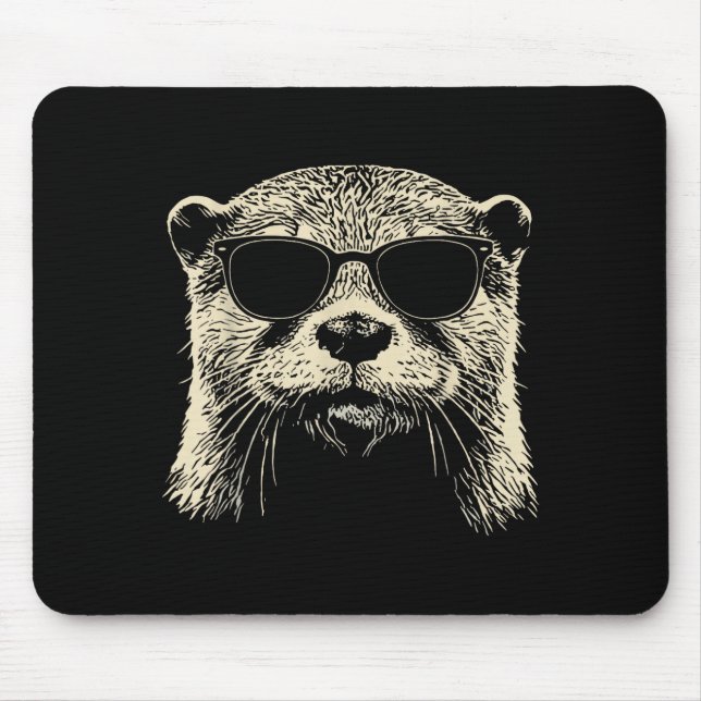 Otter Wearing Sungles Graphic Otter Shirt Men Wome Mouse Pad (Front)