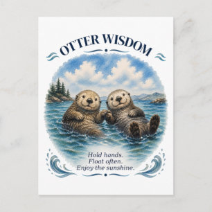 Otter Wisdom Watercolor Inspirational Postcard
