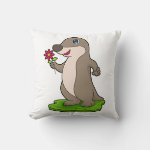 Otter with Flower Cushion
