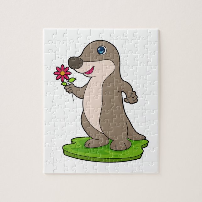 Otter with Flower Jigsaw Puzzle (Vertical)