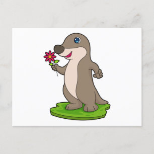 Otter with Flower Postcard