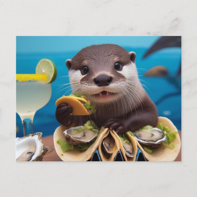 Otter With Osyster Tacos Postcard (Front)