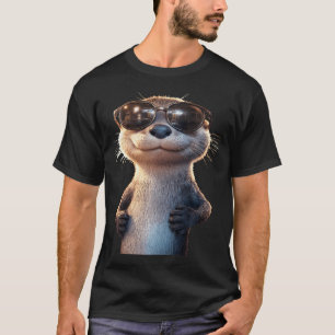 Otter With Sunglasses I Love Sea Otter Marten T-Shirt