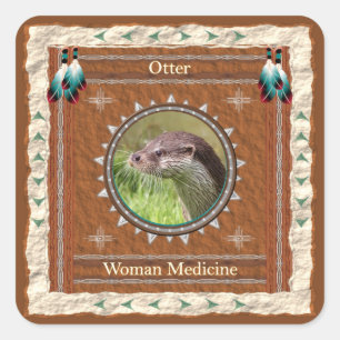 Otter Woman Medicine Energy Square Sticker