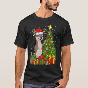 Otter   Xmas Holiday Santa Otter Christmas Tree T-Shirt