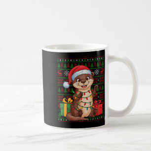 Otter Xmas Lights Ugly Santa Hat Otter Christmas  Coffee Mug