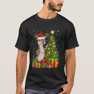 Otter Xmas Tree Lighting Santa Hat Otter Christmas T-Shirt