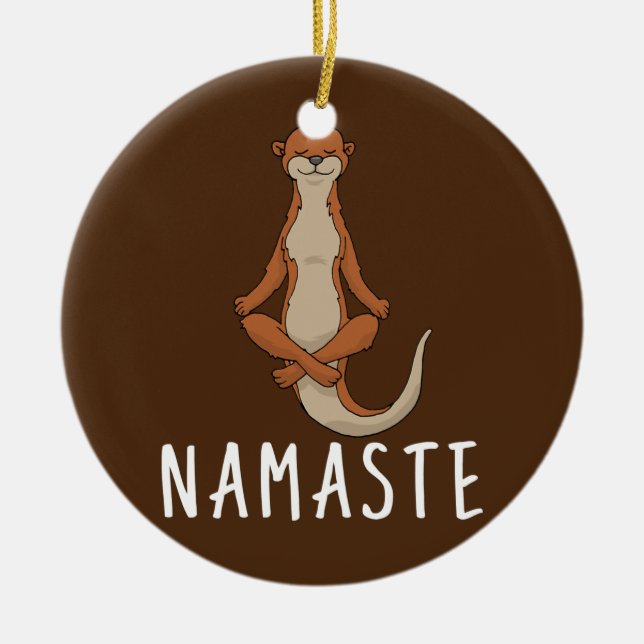 Otter Yoga  Ceramic Ornament (Front)