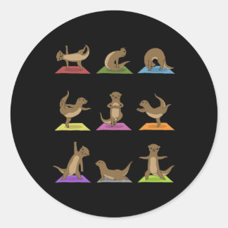 Otter Yoga Funny Otter In Yoga Poses Sports Tee  Classic Round Sticker