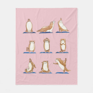 Otter Yoga Watercolor Fleece Blanket