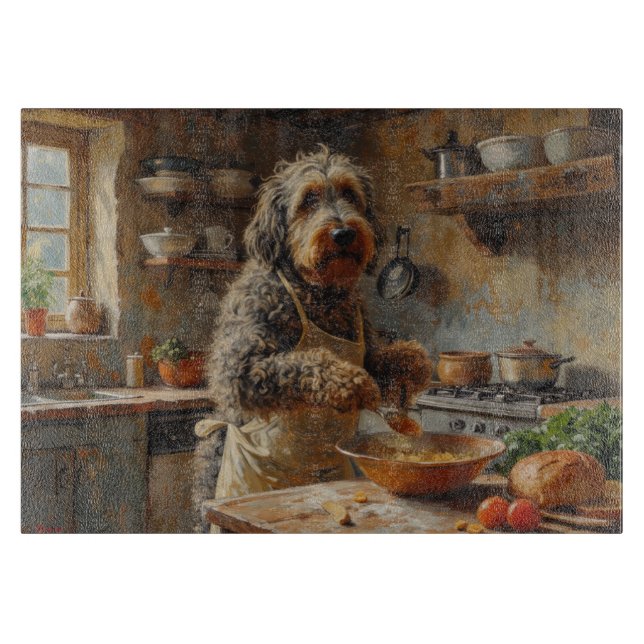 Otterhound Cooking in Kitchen Cutting Board (Front)