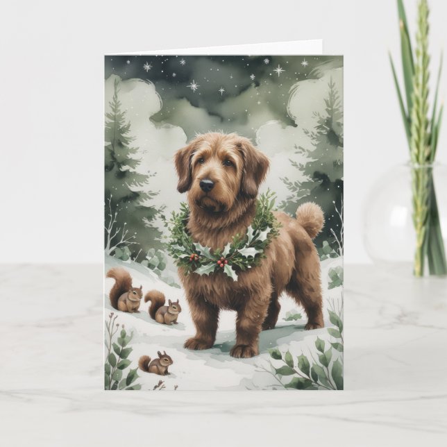 Otterhound Dog Christmas Greeting Card (Front)