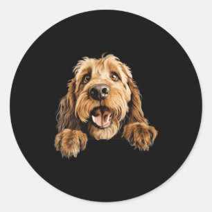 Otterhound Dog Mum Dad Peeking Puppy Classic Round Sticker