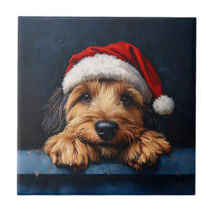 Otterhound In A Santa Hat Ceramic Tile