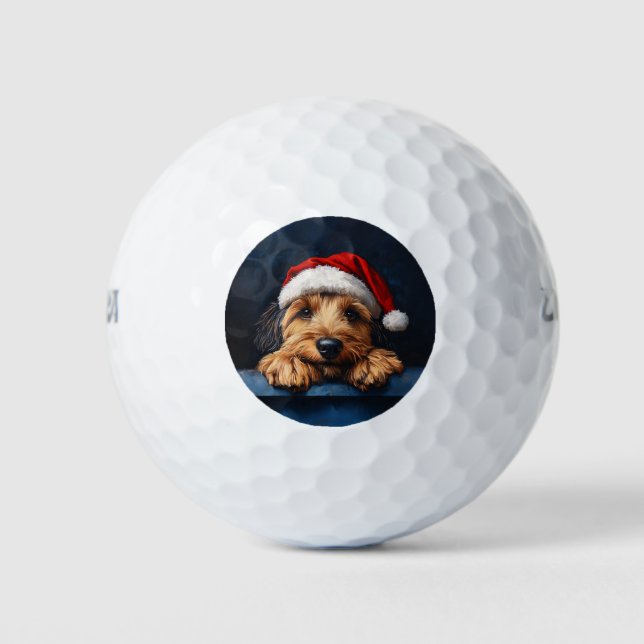 Otterhound In A Santa Hat Golf Balls (Front)