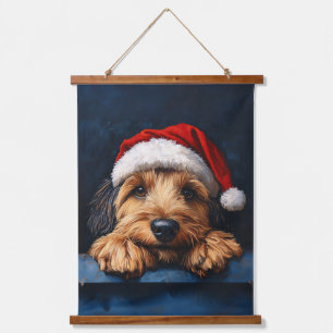 Otterhound In A Santa Hat Hanging Tapestry