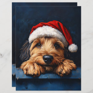 Otterhound In A Santa Hat Scrapbook Paper