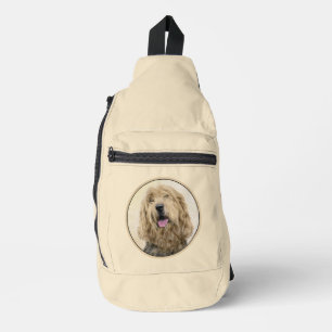 Otterhound Painting Black and Tan Original Dog Art Sling Bag