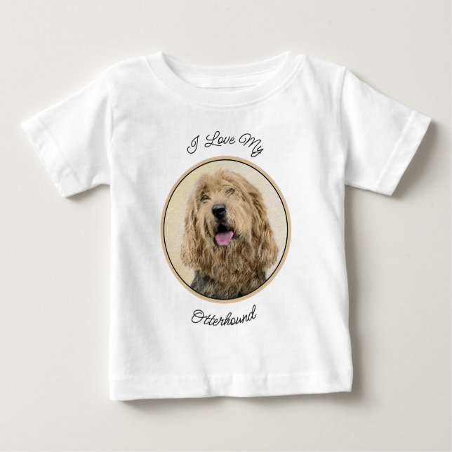 Otterhound Painting - Cute Original Dog Art Baby T-Shirt (Front)