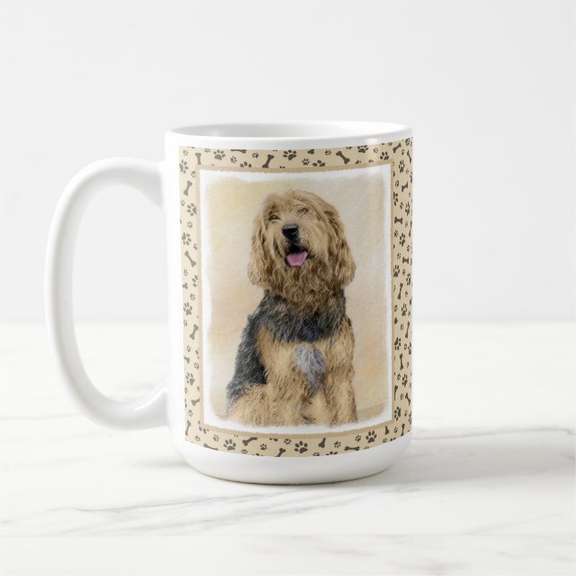 Otterhound Painting - Cute Original Dog Art Coffee Mug (Left)