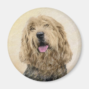 Otterhound Painting - Cute Original Dog Art Magnet