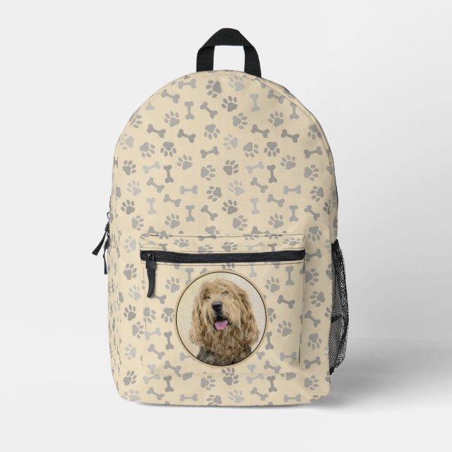 Otterhound Painting - Cute Original Dog Art Printed Backpack (Front)