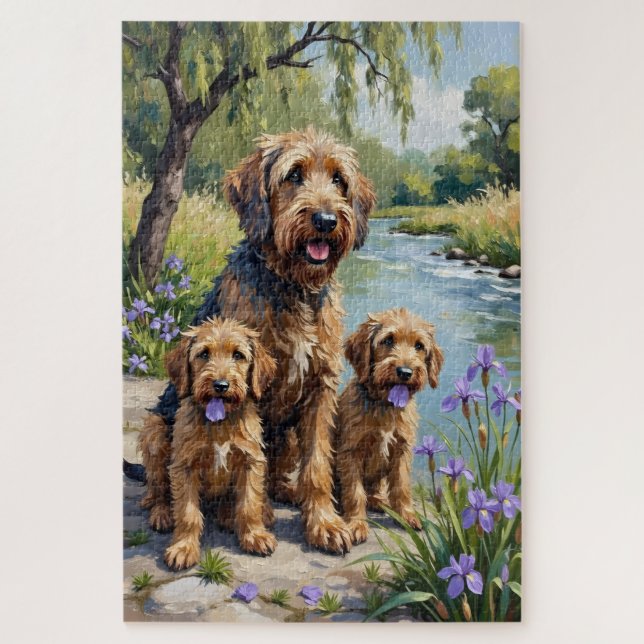 Otterhound Riverside Iris Art Jigsaw Puzzle (Vertical)
