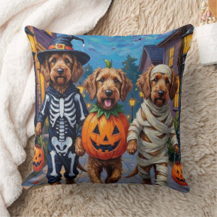 Otterhound Trick-or-Treating in Halloween Costumes Cushion