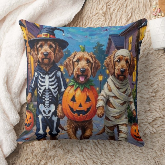 Otterhound Trick-or-Treating in Halloween Costumes Cushion (Blanket)