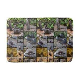 **"Otterly Adorable: A Photo Collage of Otters Bath Mat