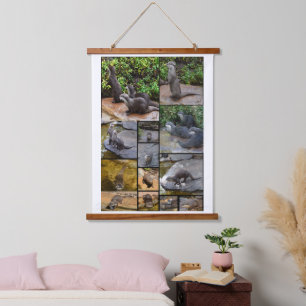 **"Otterly Adorable: A Photo Collage of Otters Hanging Tapestry