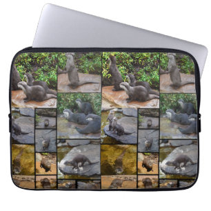 **"Otterly Adorable: A Photo Collage of Otters Laptop Sleeve