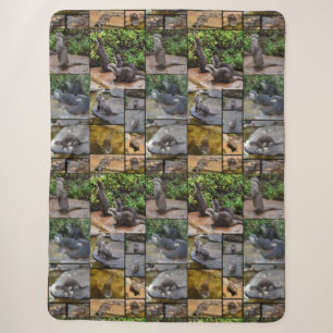 **"Otterly Adorable: A Photo Collage of Otters Sherpa Blanket