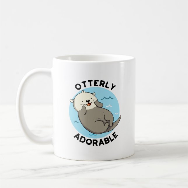 Otterly Adorable Funny Otter Pun  Coffee Mug (Left)