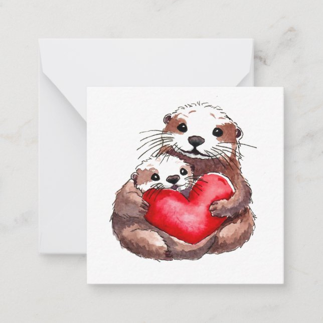 Otterly adorable postcard style notecard (Front)