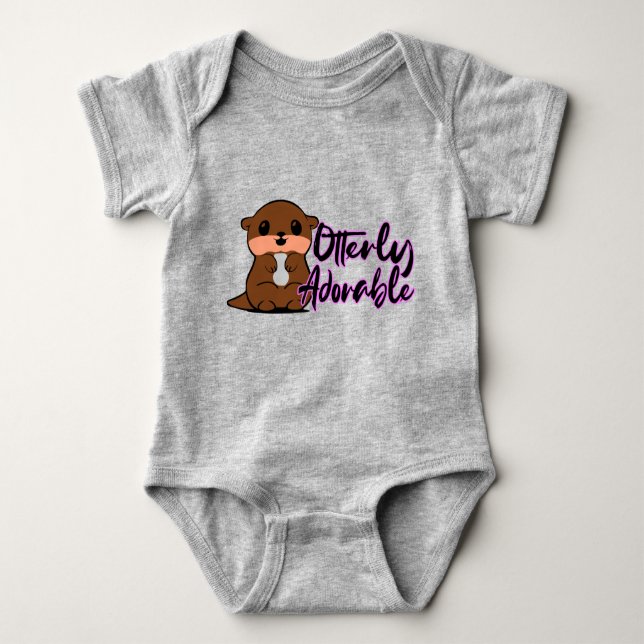 Otterly Adorable | Purple | Baby Bodysuit (Front)