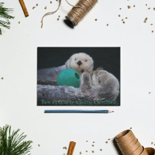 Otterly Amazing Sea Otters Holiday Postcard